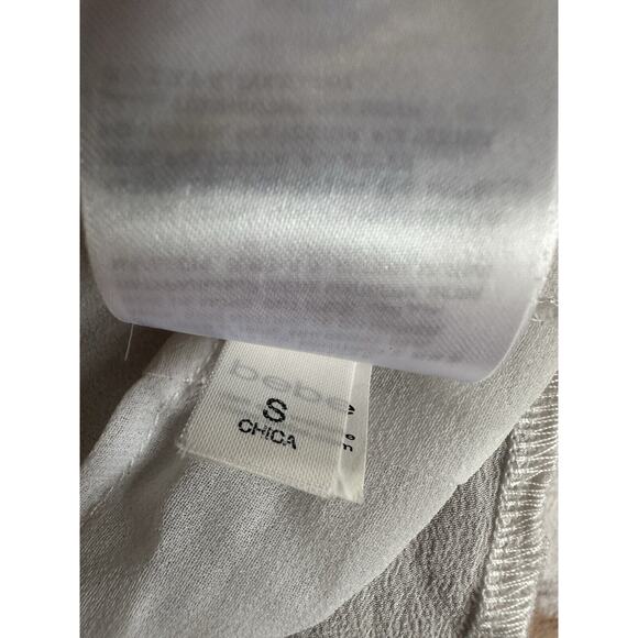 Bebe Ivory Peach Silk Layer Tunic Tank Top Embroidery Lined - Picture 10 of 10